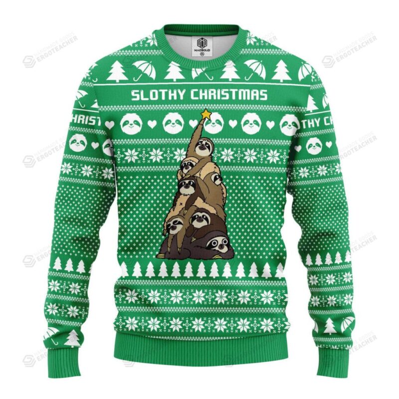 Sloth Tree Ugly Christmas Sweater