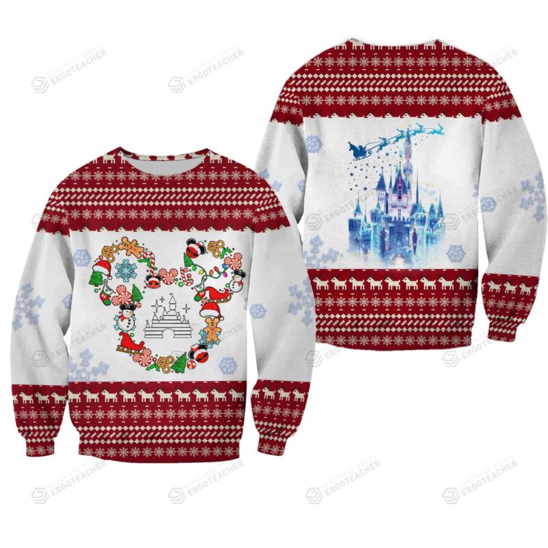 MK Head Santa Snow Cookies Glitter Disney Sweater