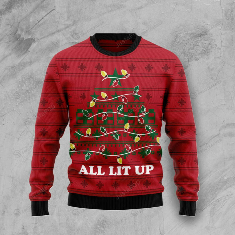 All Lit Up Noel Tree Ugly Christmas Sweater, Gift For Christmas, Unisex Crewneck Sweater