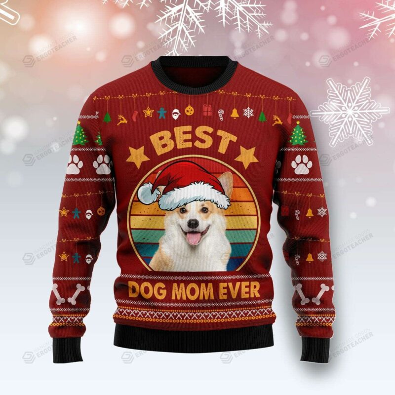 Cardigan Welsh Corgi Best Dog Mom Ever Ugly Christmas Sweater Ugly Sweater