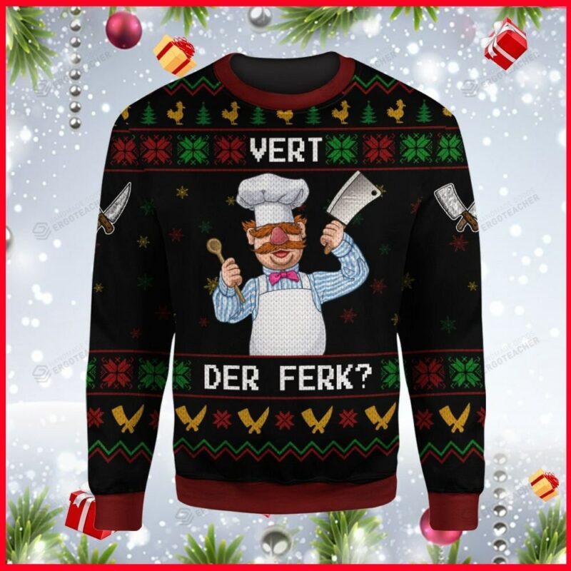 Funny Swedish Chef Vert Der Ferk Ugly Christmas Sweater