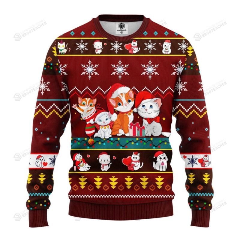 Cat Cartoon Cute Noel Ugly Christmas Sweater