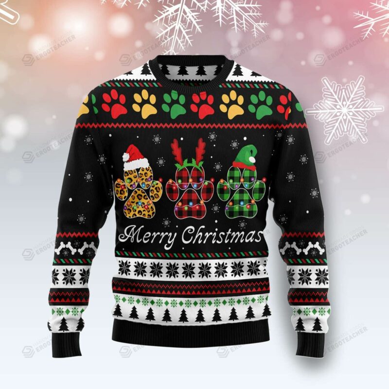 Dog Paws Merry Christmas Ugly Sweater