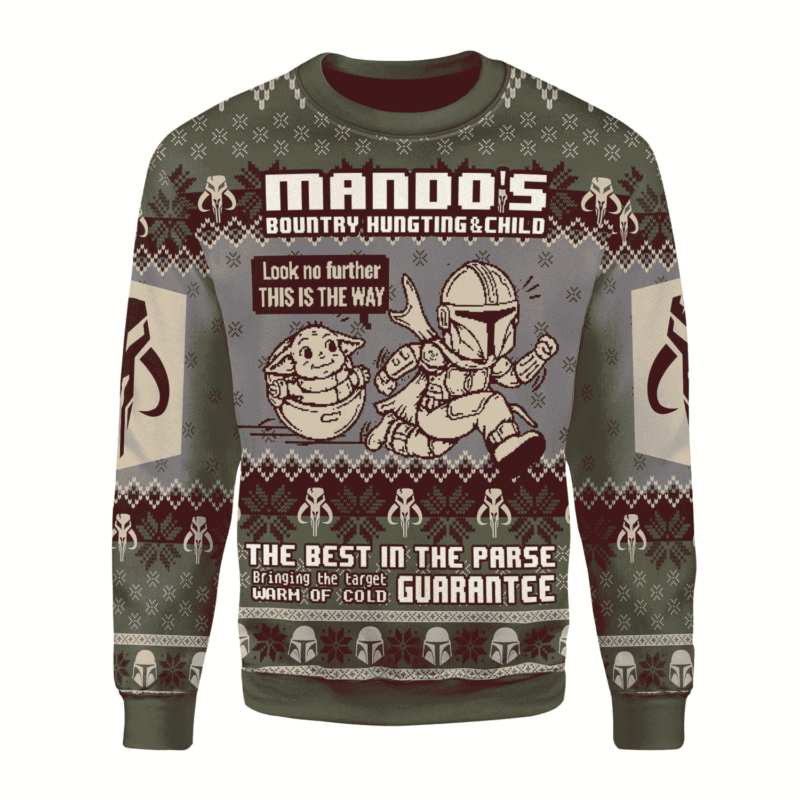 Baby Yoda x Mandalorian Mando’S Bounty Hunting Ugly Christmas Sweater