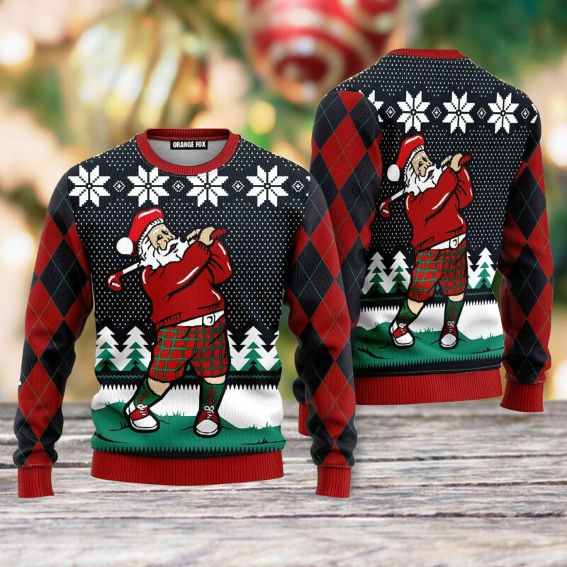 Santa Love Golf Ugly Christmas Sweater