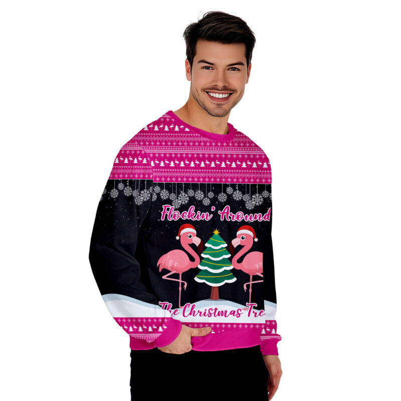 Flocking Around Flamingo Funny Ugly Christmas Sweater