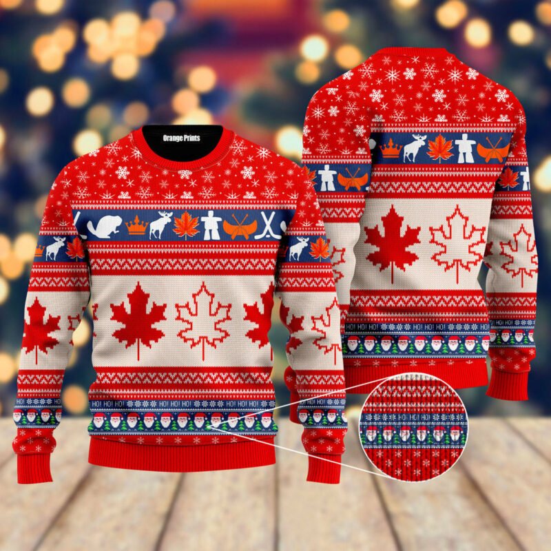 Christmas Canada Maple Leaf Ugly Christmas Sweater