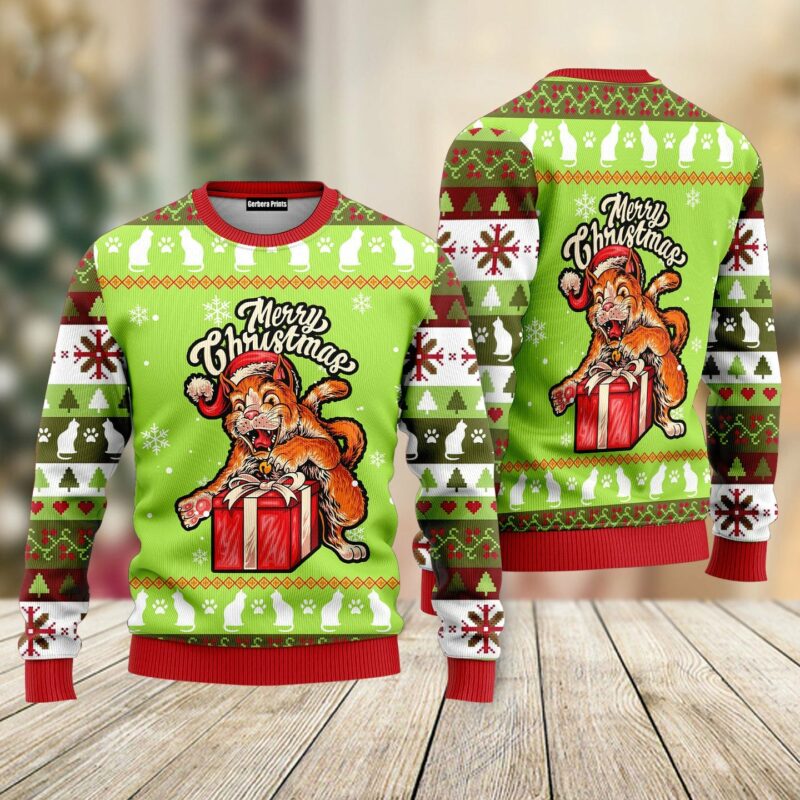 Cat Merry Funny Ugly Christmas Sweater