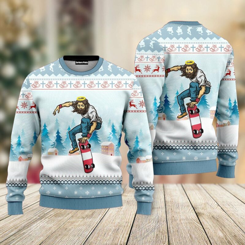 Christian Skateboarding Ugly Christmas Sweater