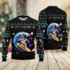 Astronauts Surf On A Surfboard In Space Ugly Christmas Sweater