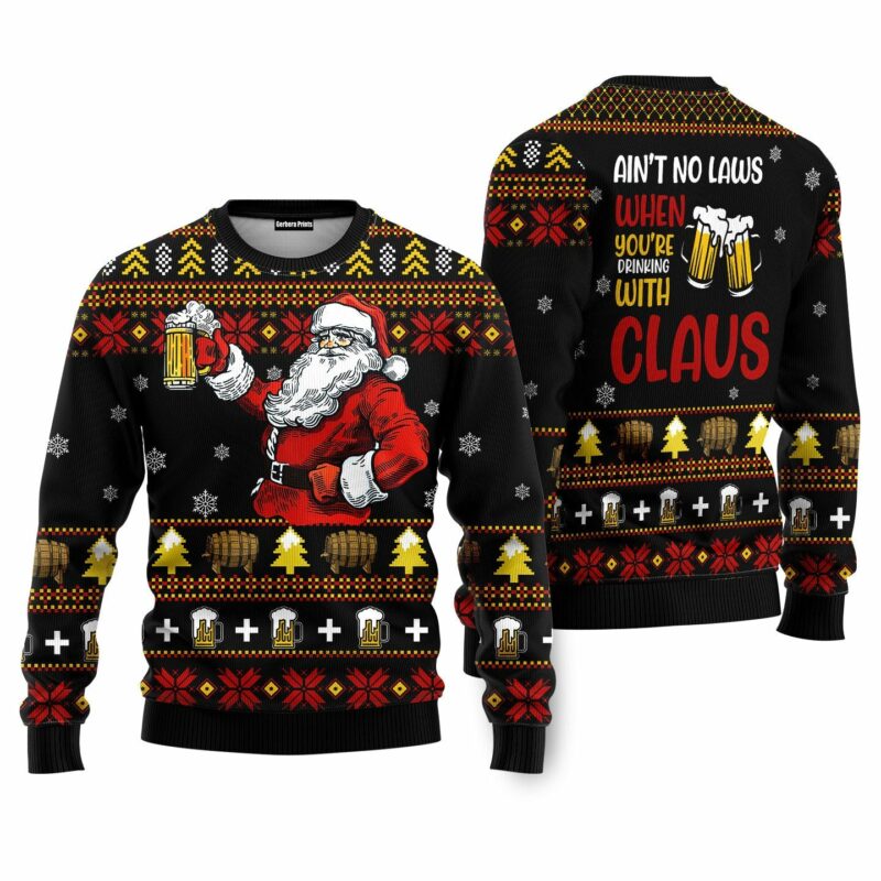 Drinking With Claus Funny Ugly Christmas Sweater