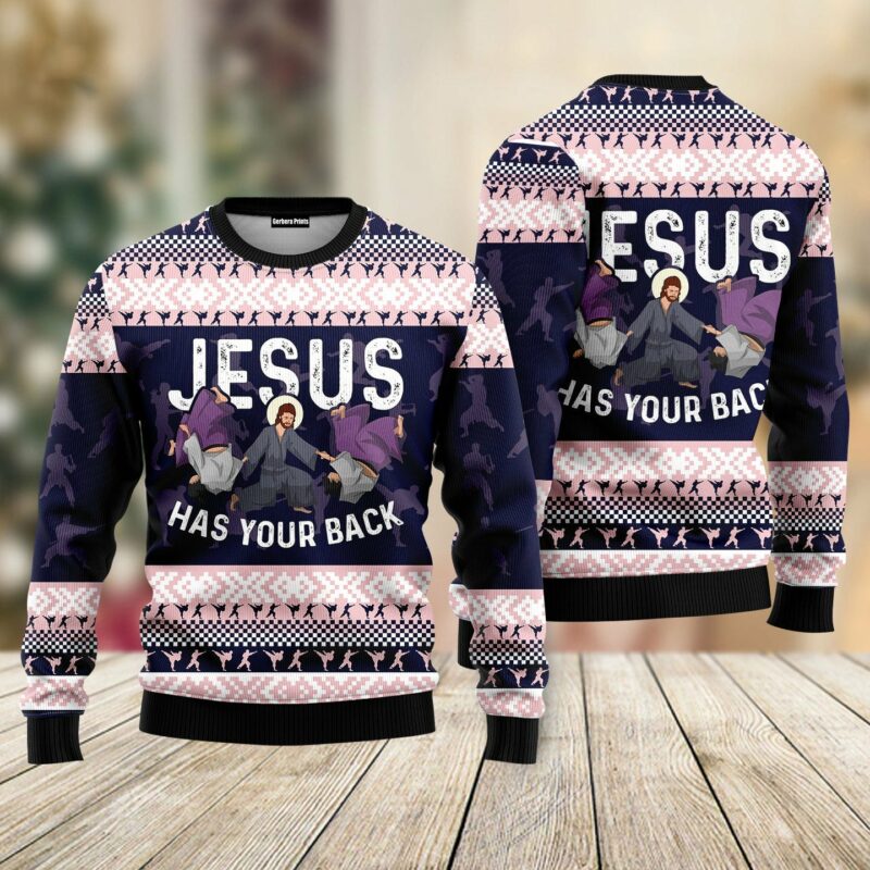 Christian Has Your Back Jiu Jitsu Ugly Christmas Sweater