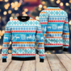 Santa's Reindeer Blue Pattern Ugly Christmas Sweater