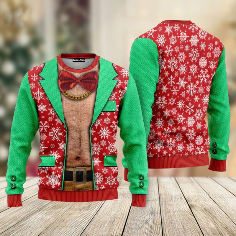 Faux Real Men's D Photo Realistic Funny Ugly Christmas Sweater