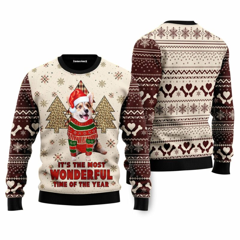 Corgi The Most Beautiful Time Ugly Christmas Sweater