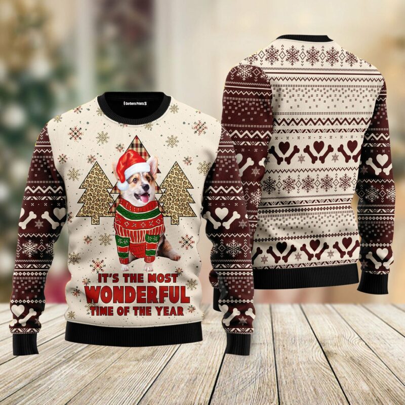 Corgi The Most Beautiful Time Ugly Christmas Sweater