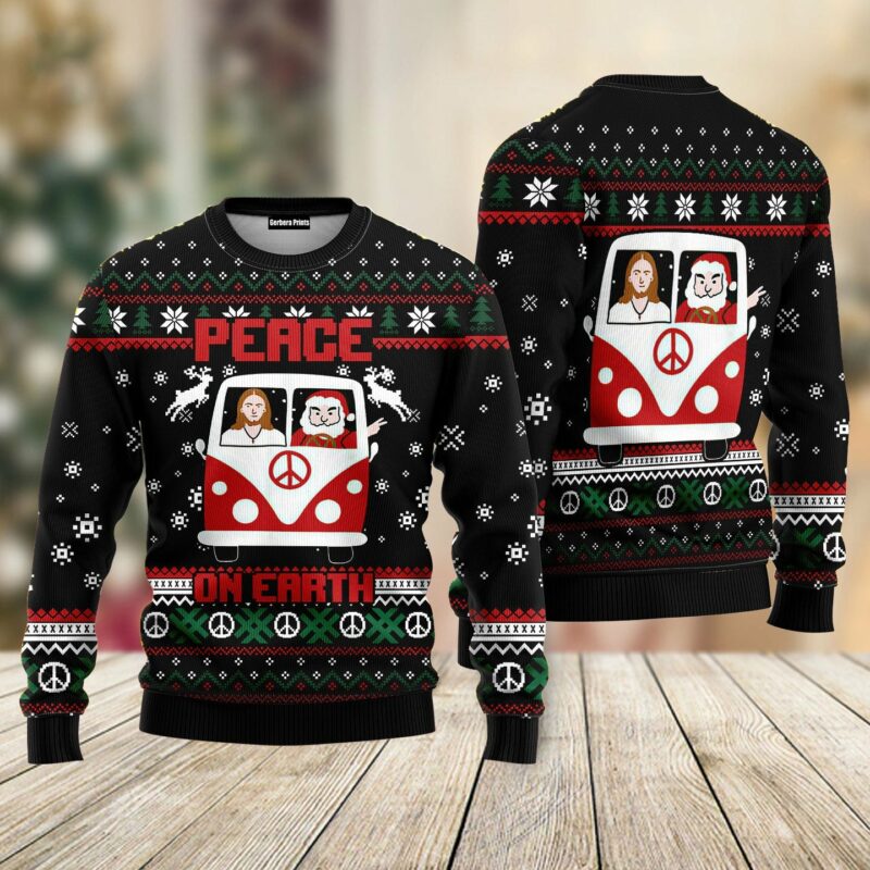 Christian & Santa Peace On Earth Ugly Christmas Sweater