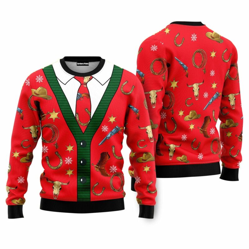 Cowboy Cardigan Ugly Christmas Sweater