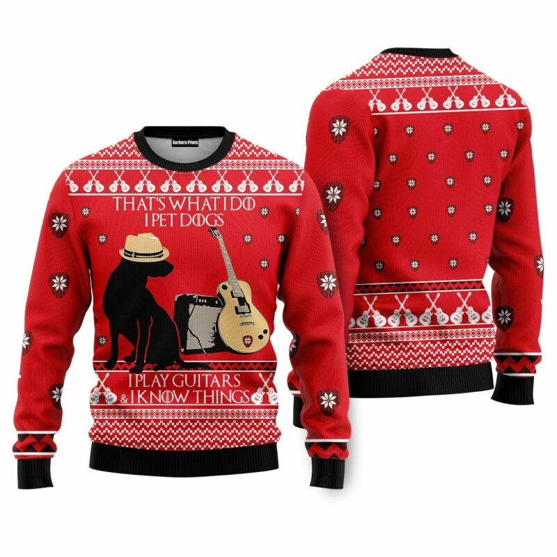 Dog Guitar Ugly Christmas Sweater