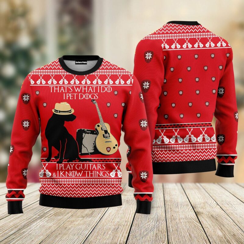 Dog Guitar Ugly Christmas Sweater