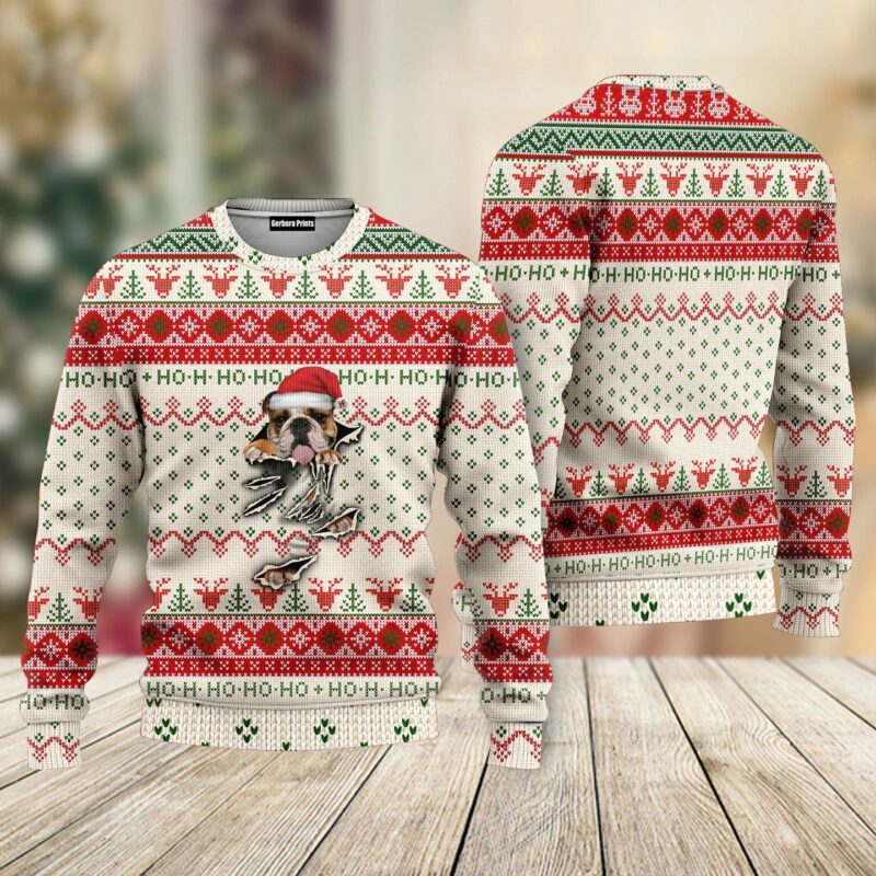 English Bulldog Scratch Ugly Christmas Sweater