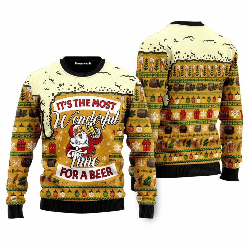 Christmas Most Wonderful Time For Beer Ugly Christmas Sweater