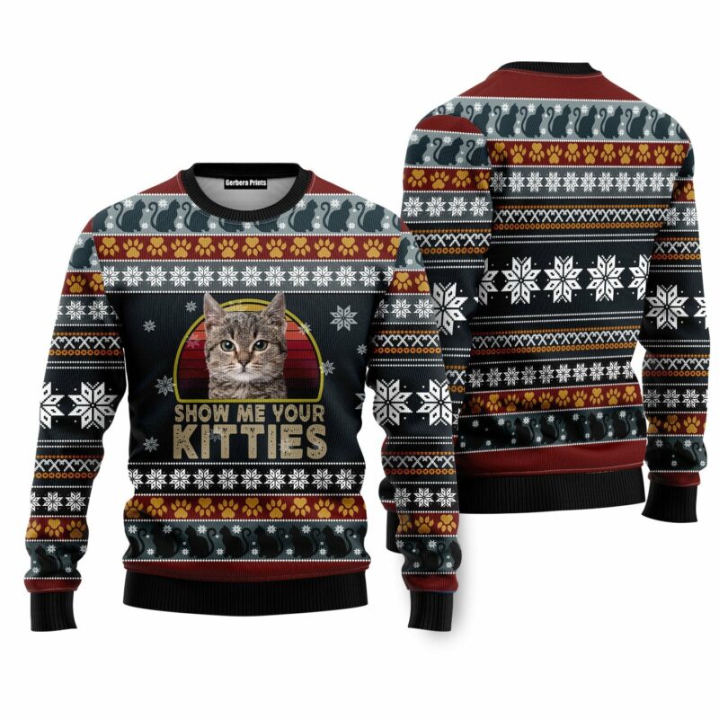 Cat Show Me Your Kitties Ugly Christmas Sweater