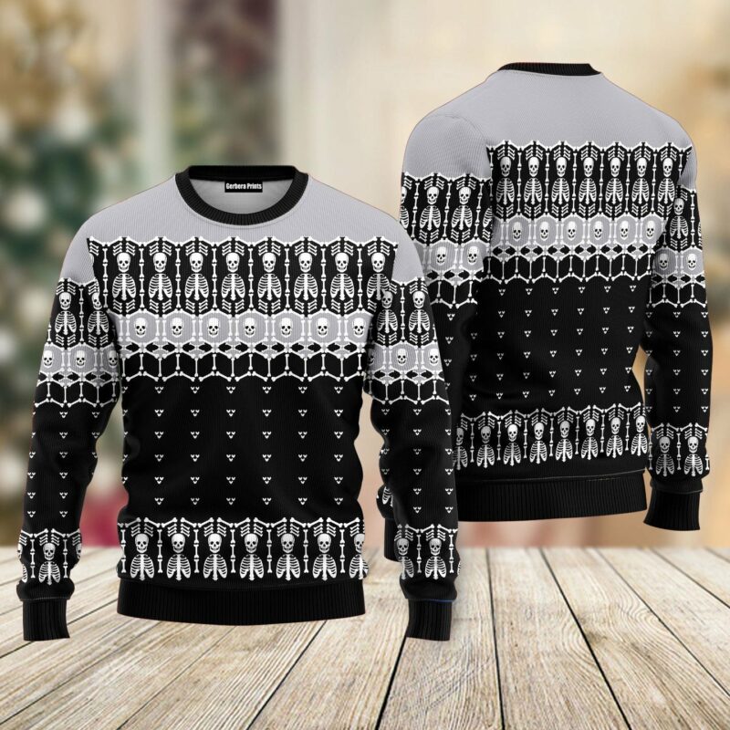 Black And White Skeleton Ugly Christmas Sweater