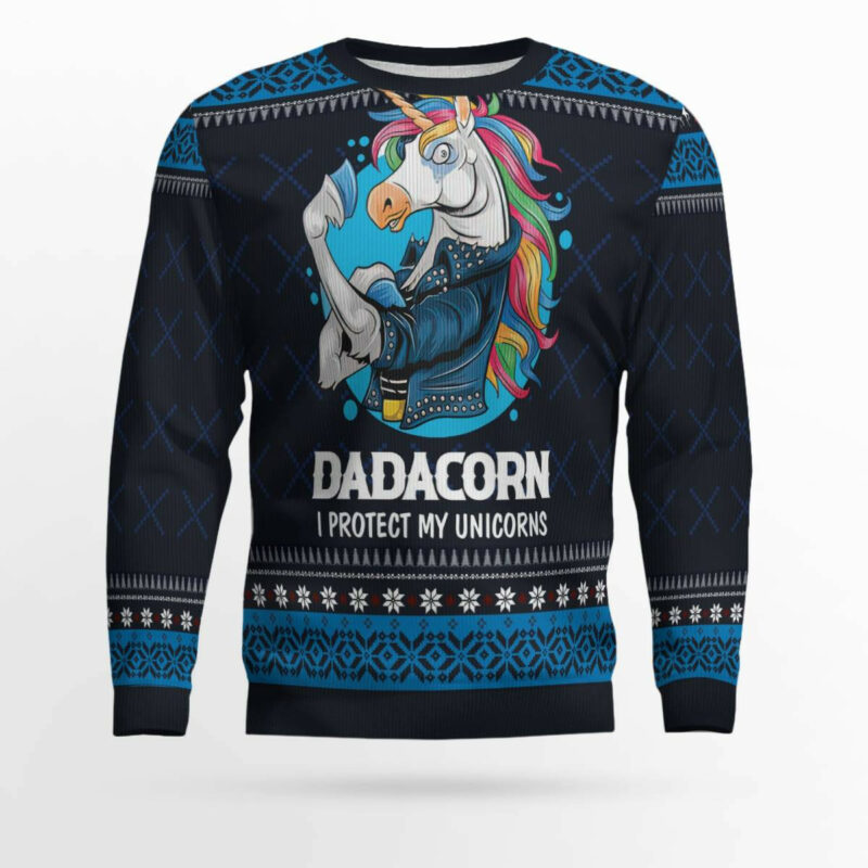 Dadacorn Protector Of My Unicorns Ugly Christmas Sweater