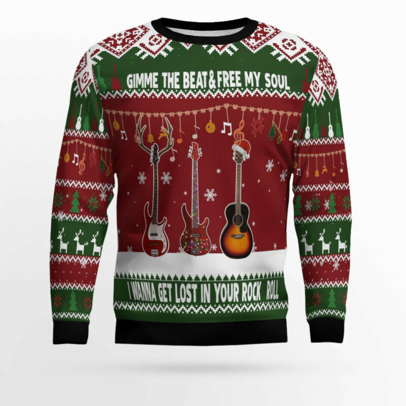 Guitar Gimme The Beat Ugly Christmas Sweater