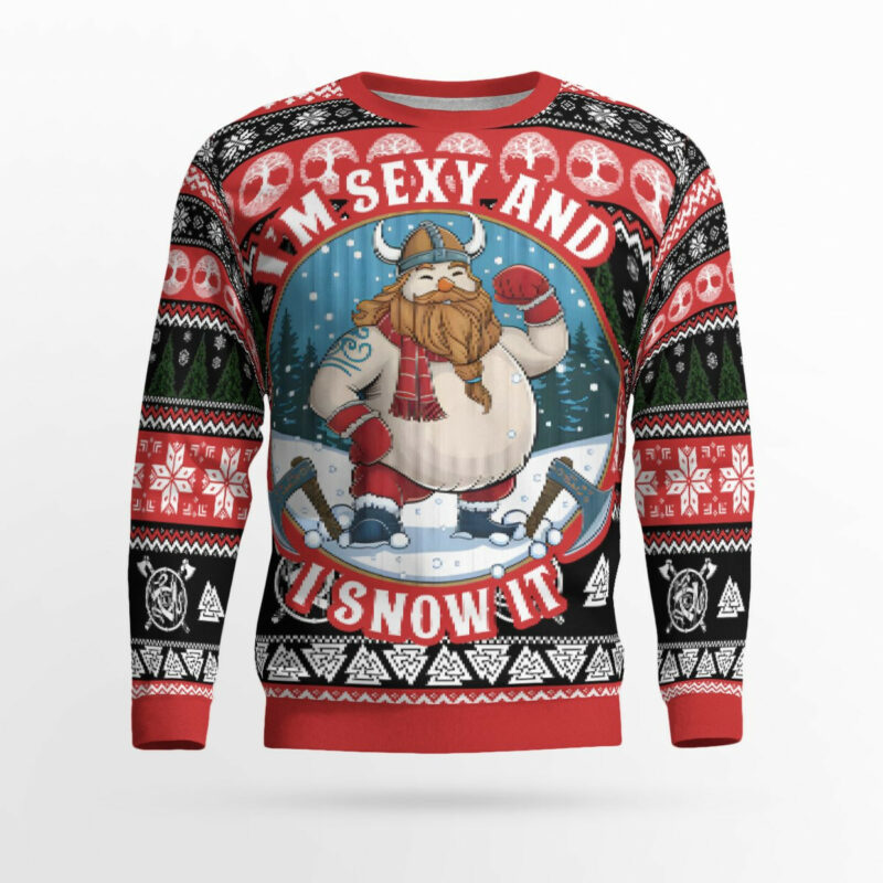 Frosty Viking Warrior - Viking Ugly Christmas Sweater