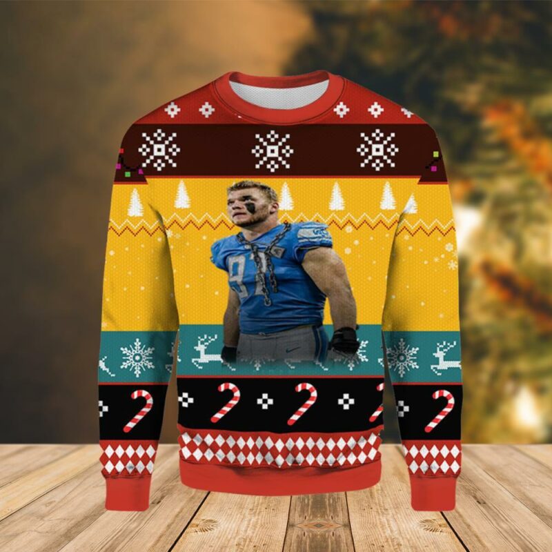 Aidan Hutchinson Detroit Lions Christmas Ugly Sweater - Narides