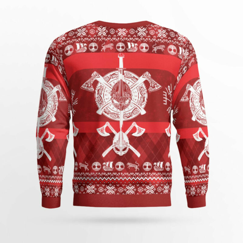 Viking Beer & Axe Viking Christmas Sweater - Ultimate Festive Warrior Gear Viking Ugly Christmas Sweater