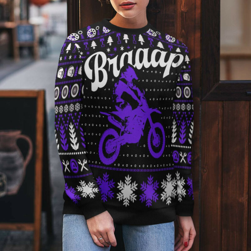 Braaap Moto Ugly Christmas Sweater (Purple Version)