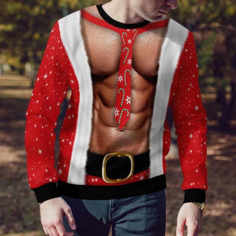 Funny Six Pack Muscle Ugly Christmas Sweater