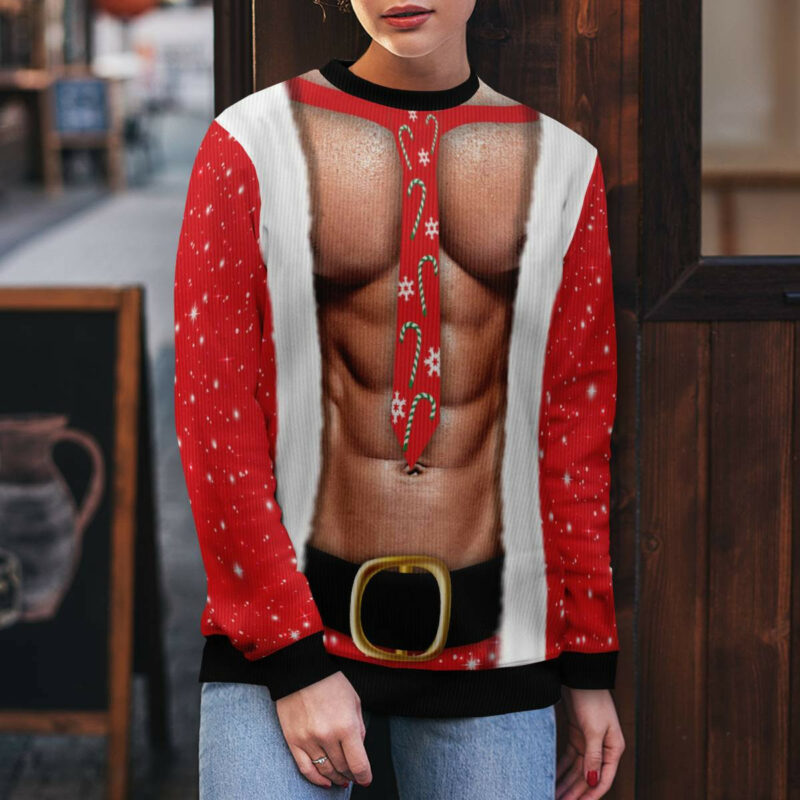 Funny Six Pack Muscle Ugly Christmas Sweater