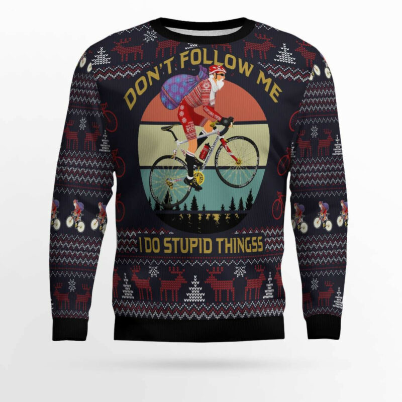 Satan Claus on Mountain Bike Ugly Christmas Sweater