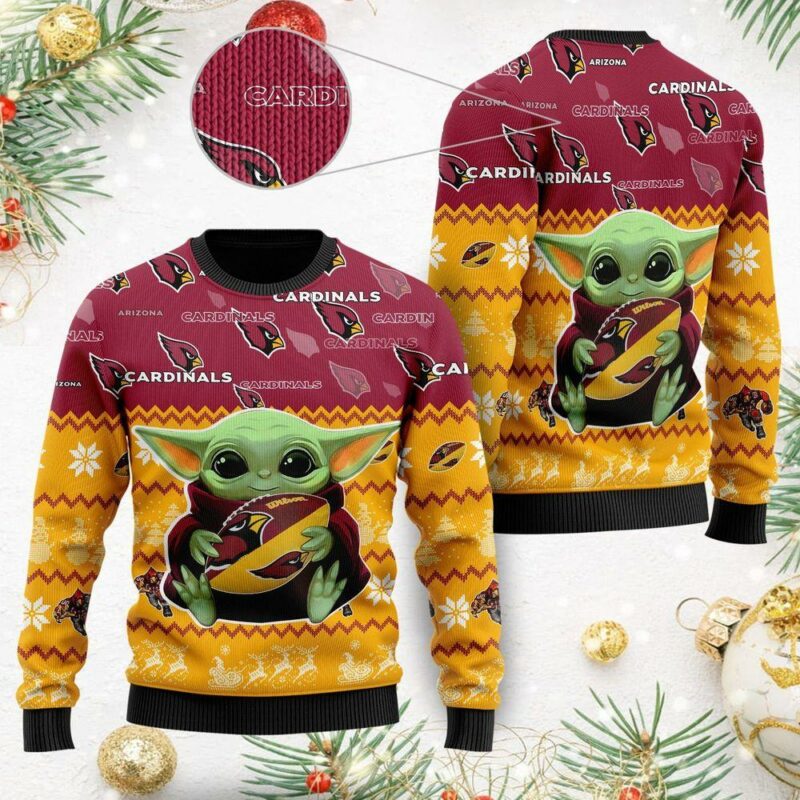 Baby Yoda Arizona Cardinals Nfl Christmas Awesome Ugly Sweater - Narides