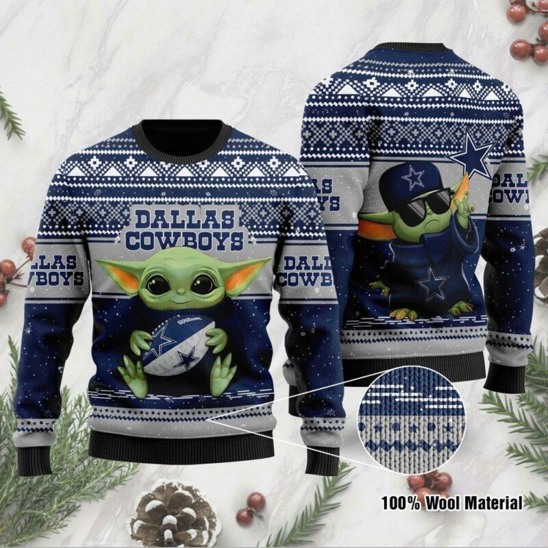 Baby Yoda Dallas Cowboys Nfl Christmas Awesome Ugly Sweater - Narides