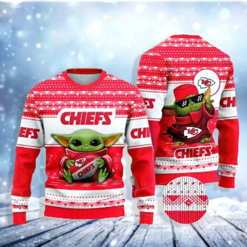 Baby Yoda Kansas City Chiefs Christmas Awesome Ugly Sweater - Narides