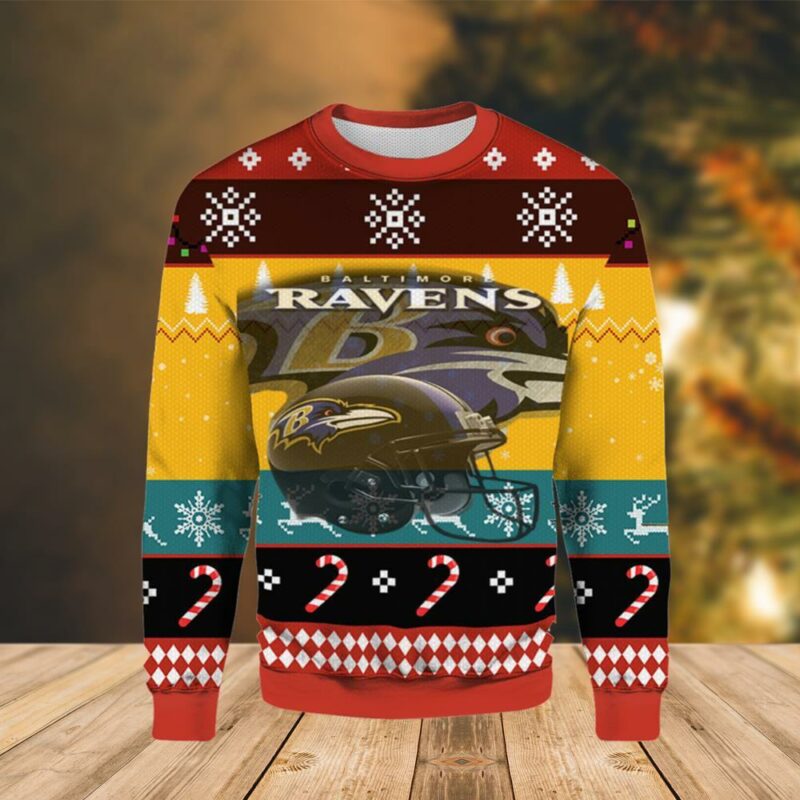 Baltimore Ravens Helmets Christmas Awesome Ugly Sweater - Narides