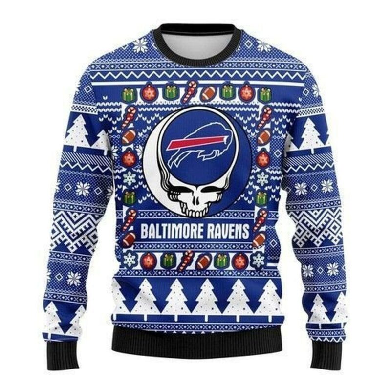 Buffalo Bills Grateful Dead Christmas Ugly Sweater - Narides