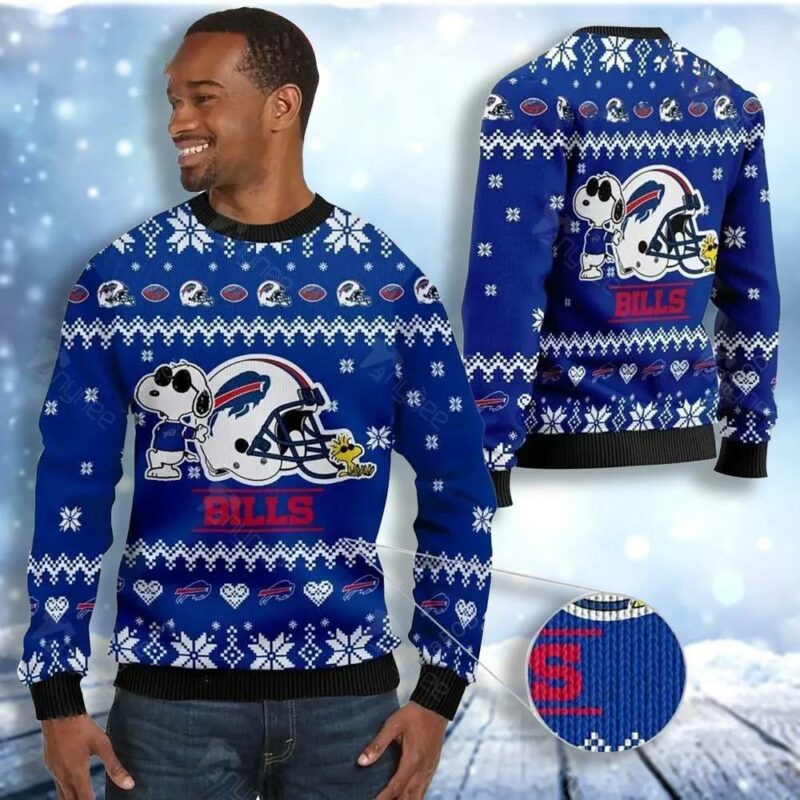 Buffalo Bills Joe Cool Snoopy Christmas Ugly Sweater - Narides