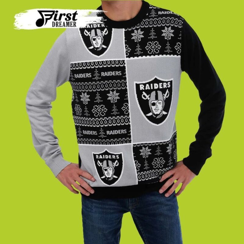 Busy Block Snowfall Las Vegas Raiders Limited Ugly Sweater - Narides