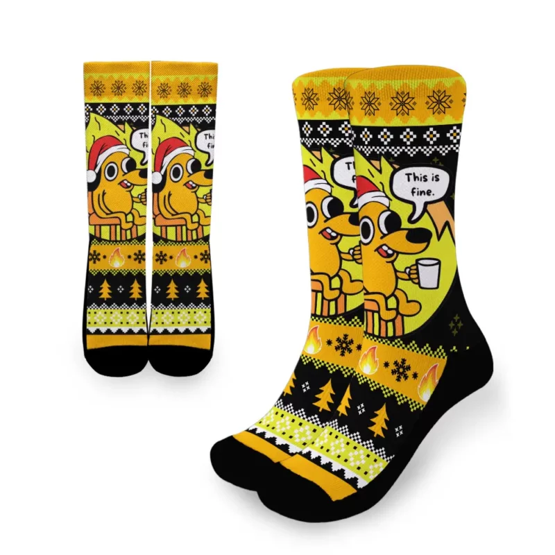 This is Fine Meme 3D Socks