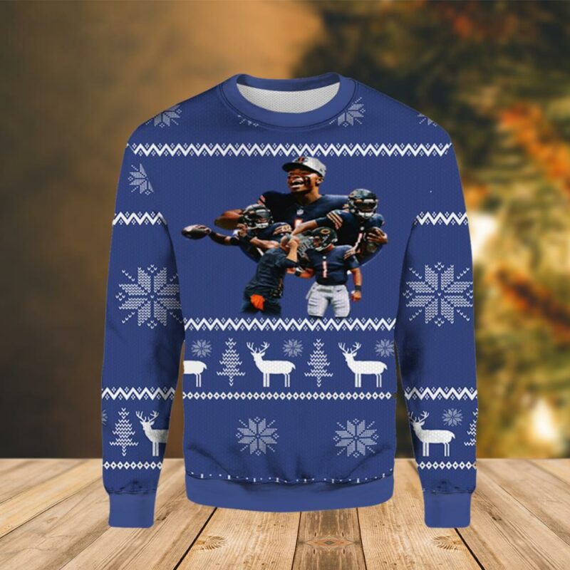 Chicago Bears Justin Fields Christmas Limited Ugly Sweater - Narides