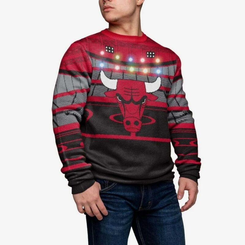 Chicago Bulls Logo Basketball Court Unisex Christmas Sweatshirt Ugly Sweater - Narides