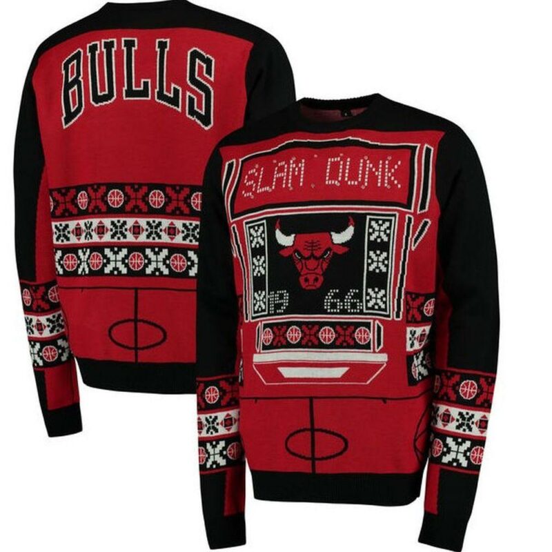 Chicago Bulls Slam Dunk Michael Jordan Christmas Sweatshirt Awesome Ugly Sweater - Narides