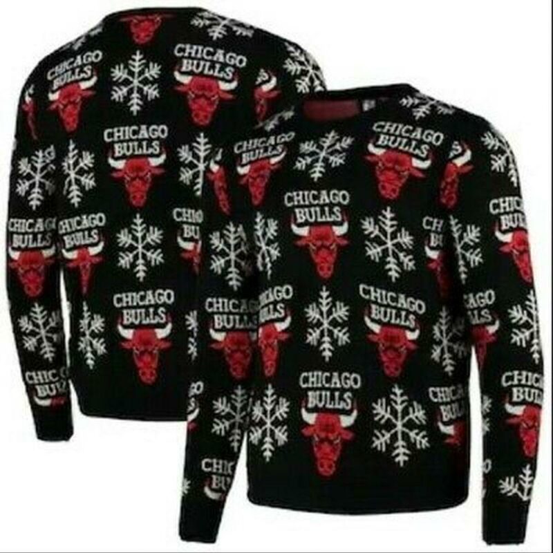 Chicago Bulls Snow Snowflake Christmas Sweatshirt Ugly Sweater - Narides