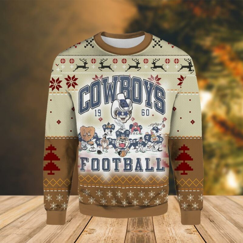 Cowboys Vintage Looney Tunes Football Awesome Ugly Sweater - Narides